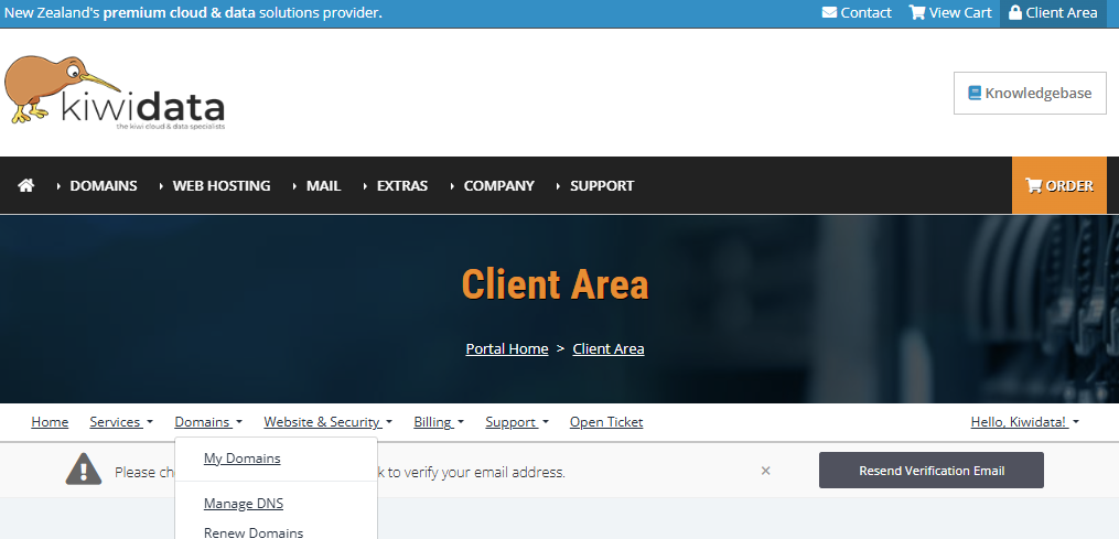 kiwidata.nz my domains dns zone