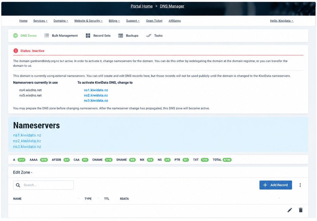 DNS Manager – What Does “Status: Inactive” Mean